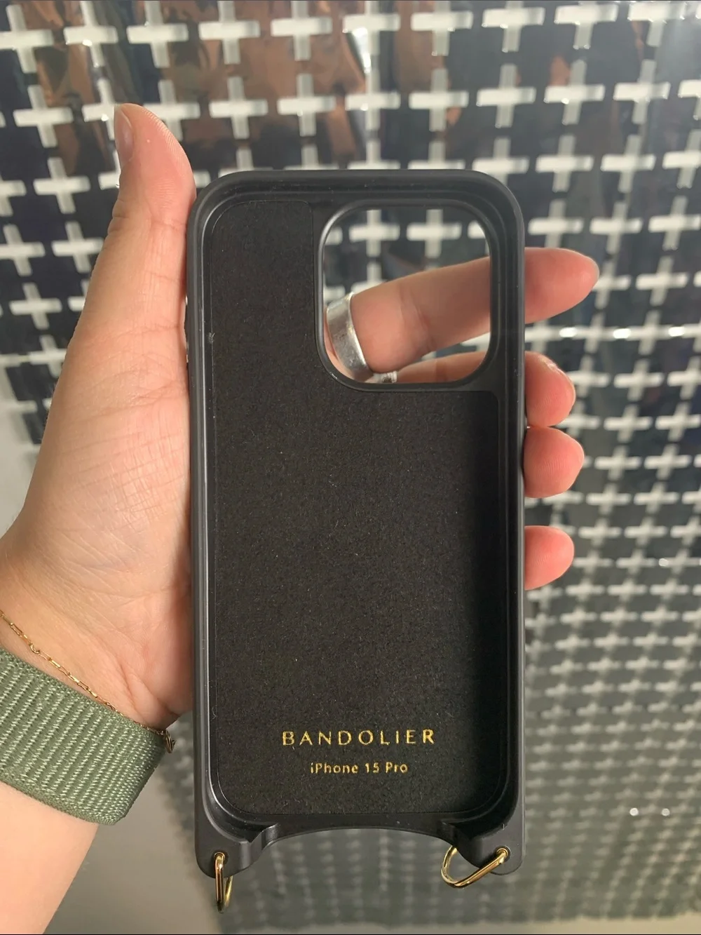 Bandolier Brown Leather Cardholder iPhone 15 Pro Case with Gold Accent